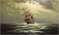 PIĘKNA MARINA! ŻAGLOWIEC NA PEŁNYM MORZU - ERNST ALSEN (1920 - 1989)