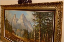 MALARSTWO NIEMIECKIE! PANORAMICZNY KRAJOBRAZ ALPEJSKI 118cm x 68cm