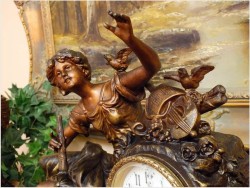 POLECAMY! FRANCUSKI ZEGAR KOMINKOWY Z WAZAMI ~  L&F MOREAU XIXw.