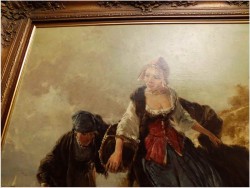 RARYTAS! HOLENDERSKIE KOBIETY NA WYDMACH MORSKICH - DICKMEIS GERHARD (Heinsberg 1918 – 1978 Jülich)