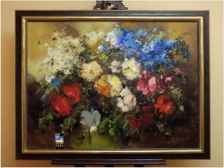 PAŁACOWE MALARSTWO! KWIATY W WAZONIE - Ingfried Paul HENZE-MORRO (1925-2013) CERTYFIKAT!