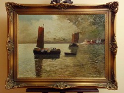 SONNENAUFGANG IM HAFEN VON ALEXANDRIA - GRABONÉ Arnold (1896-1982)