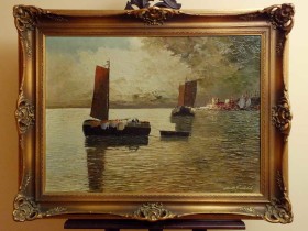 SONNENAUFGANG IM HAFEN VON ALEXANDRIA - GRABONÉ Arnold (1896-1982)