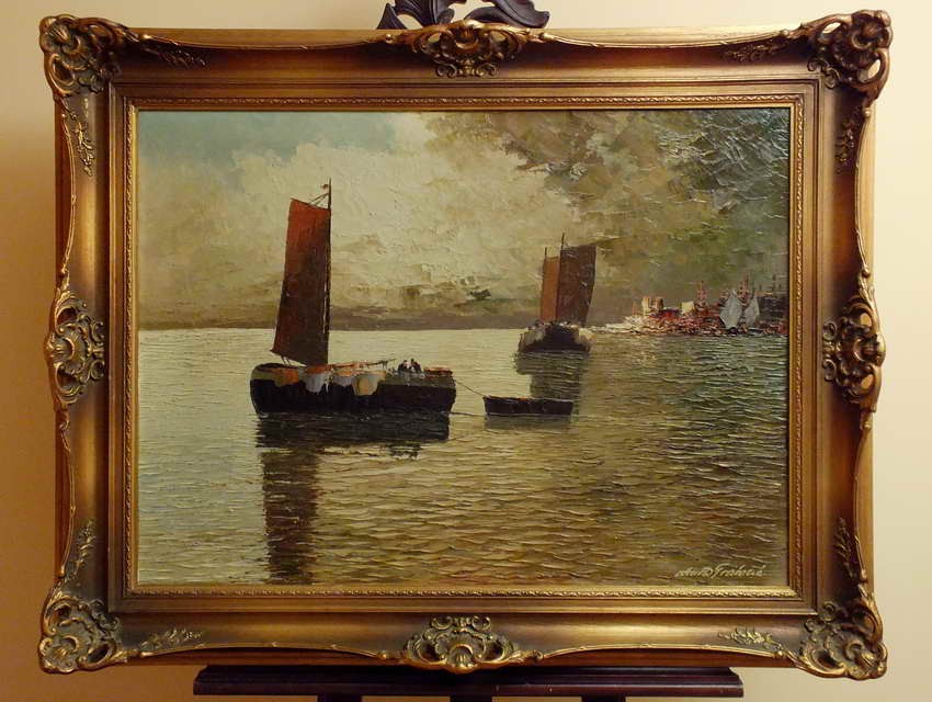 SONNENAUFGANG IM HAFEN VON ALEXANDRIA - GRABONÉ Arnold (1896-1982)