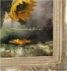 PAŁACOWY BUKIET KWIATÓW, SŁONECZNIKI W WAZONIE - (NIEMCY XXw.)