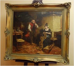 MALARSTWO AUKCYJNE! SCENA RODZAJOWA - DICKMEIS GERHARD (Heinsberg 1918 – 1978 Jülich)