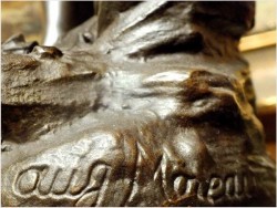 STARA DUŻA LAMPA NAFTOWA - AUGUSTE MOREAU  XIXw. / 86 CM.