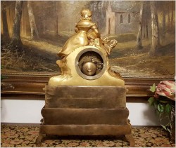 WYJĄTKOWY PAŁACOWY ZEGAR FIGURALNY, BRĄZ ZŁOCONY - EPOKA, KAROL X 1820r.