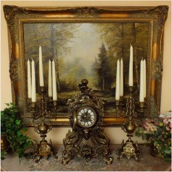 POLECAMY! PAŁACOWY ZEGAR Z KANDELABRAMI - (FHS HERMLE &SOHN) 15KG