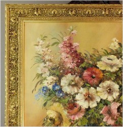 WYJĄTKOWE MALARSTWO W PAŁACOWEJ RAMIE!  KWIATY W WAZONIE - NIEMCY XXw.