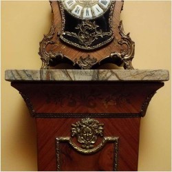 STOJĄCY ZEGAR W STYLU BOULLE Z KONSOLĄ - INTARSJA, BRĄZ, MARMUR 170CM.