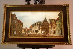 Wyjątkowe malarstwo! Widok na niemieckie przedmieście miasta, Celle - Klaus Rochel (*1936)