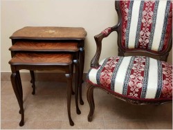 Trzy Stoliki Kawowo-Herbaciane z Intarsją - Trojaki | Ludwik Filip XV.