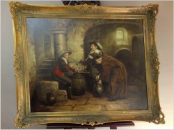 Duże malarstwo! Próba wina - prof. Willi Depré (1922-1995) Pieczęć lakowa!