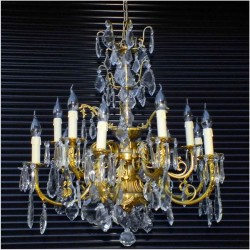 PAŁACOWY ŻYRANDOL MOSIĘŻNY Z KRYSZTAŁKAMI SWAROVSKIEGO - 12 PUNKTÓW OŚWIETLENIOWYCH (ANTYK!)