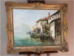 MALARSTWO SZPACHLOWE!!!  LAGO DI LUGANO GANDRIA - Constantino PROIETTO (1910-1979)