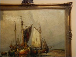 MALARSTWO AUKCYJNE ! KUTRY U BRZEGU - RUDOLF PRIEBE (1889 – 1964)