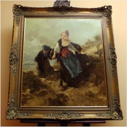 RARYTAS! HOLENDERSKIE KOBIETY NA WYDMACH MORSKICH - DICKMEIS GERHARD (Heinsberg 1918 – 1978 Jülich)