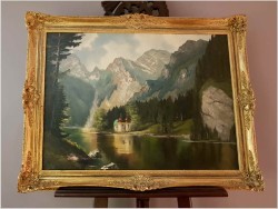 Widok na Kościół Św. Bartłomieja,  Jezioro Königssee - Niemcy XXw