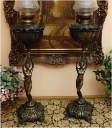 POLECAMY KOMPLET LAMP NAFTOWYCH Z BRĄZU - CENA ZA 2 SZT.