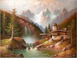 Wodospady w Pitztal z Widokiem na Wildgrat - Gustaw Weiss/Guwe