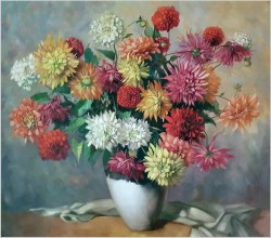 Chryzantemy w wazonie - Helmuth Andreas Volkwein *1920