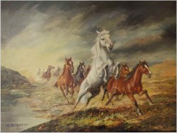 POLECAMY MALARZA ANIMALISTĘ! PĘDZĄCE DZIKIE KONIE - HANS RIEDMANN (1913-1991)