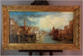 Duża Panorama Wenecji! Widok Na Canal Grande - Italy XXw.