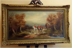 MALARSTWO PANORAMICZNE  "WYJAZD NA POLOWANIE" - Hermann WIESENHÖFER *1929