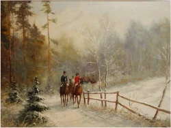 MEGA RARYTAS! JAZDA KONNA ZIMĄ - W.v.Kamp (122cm x 92cm)