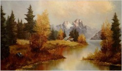 Na rozlewiskach! Wielki stary obraz olejny - Oryg. Georg Kuboth (Schlesien, Śląsk 1916-2004) 135cm x 75cm