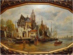 POLECAMY! WIDOK NA HOLENDERSKIE NABRZEŻE – WERNER HERMANN 1816-1905, DÜSSELDORF