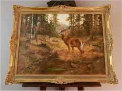 Malarstwo Aukcyjne! Jeleń Na Rykowisku - oryg. Georg Majewicz (1897-1965)