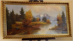 Na rozlewiskach! Wielki stary obraz olejny - Oryg. Georg Kuboth (Schlesien, Śląsk 1916-2004) 135cm x 75cm