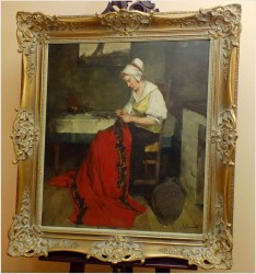 MALARSTWO AUKCYJNE! - SCENA RODZAJOWA! DICKMEIS GERHARD (1918-1978r.)