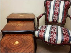 Trzy Stoliki Kawowo-Herbaciane z Intarsją - Trojaki | Ludwik Filip XV.