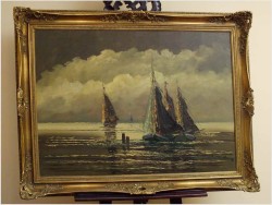 UNIKATOWY ROZMIAR! ŁODZIE NA MORZU - JEAN COUNE (1900-1963)