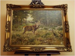 MALARSTWO AUKCYJNE! JELEŃ NA RYKOWISKU - Georg Majewicz (1897 - 1965 | Niemcy)