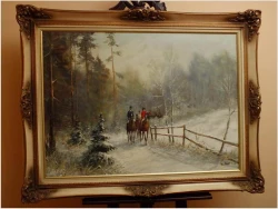 MEGA RARYTAS! JAZDA KONNA ZIMĄ - W.v.Kamp (122cm x 92cm)