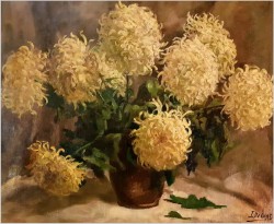 Duże Malarstwo Aukcyjne! Chryzantemy - Jules (Juul) CORT DE (1918-1999) 