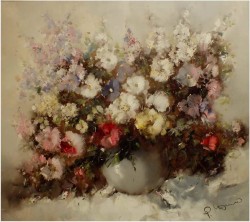 AUKCYJNY MALARZ! KWIATY W WAZONIE - Ingfried Paul HENZE-MORRO (1925-2013) CERTYFIKAT!