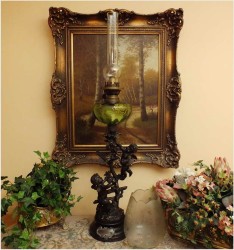 LAMPA NAFTOWA, CUEILLETTE DE POMMES - Henryk KOSSOWSKI (1855-1921), polski rzeźbiarz