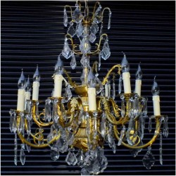 PAŁACOWY ŻYRANDOL MOSIĘŻNY Z KRYSZTAŁKAMI SWAROVSKIEGO - 12 PUNKTÓW OŚWIETLENIOWYCH (ANTYK!)