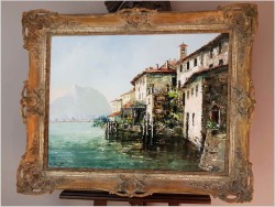 MALARSTWO SZPACHLOWE!!!  LAGO DI LUGANO GANDRIA - Constantino PROIETTO (1910-1979)