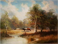 Pejzaż z Krowami ~ Helmut Stadelhofer (1914- 1979)