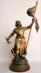 Prosto z Francji! Duża Figura Jeanne D’arc - Louis Moreau (French 1855-1919)