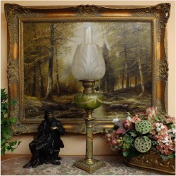 PIĘKNA SYGNOWANA LAMPA NAFTOWA Z ONYX - MATADOR 15"