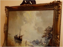 UNIKATOWY TEMAT! ŁODZIE ŻAGLOWE W ZATOCE -  Carol SPREE ur.1907r