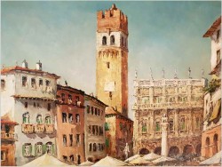 UNIKAT! PIAZZA DELLA ERBE, VERONA - HANS WOLF (1921 IN GRAZ; † 1972 EBENDA)