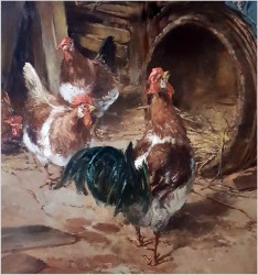 Malarstwo Aukcyjne! Chłopiec w Kurniku - Dickmeis Gerhard (Heinsberg 1918 - 1978 Jülich) Rozmiar XXL